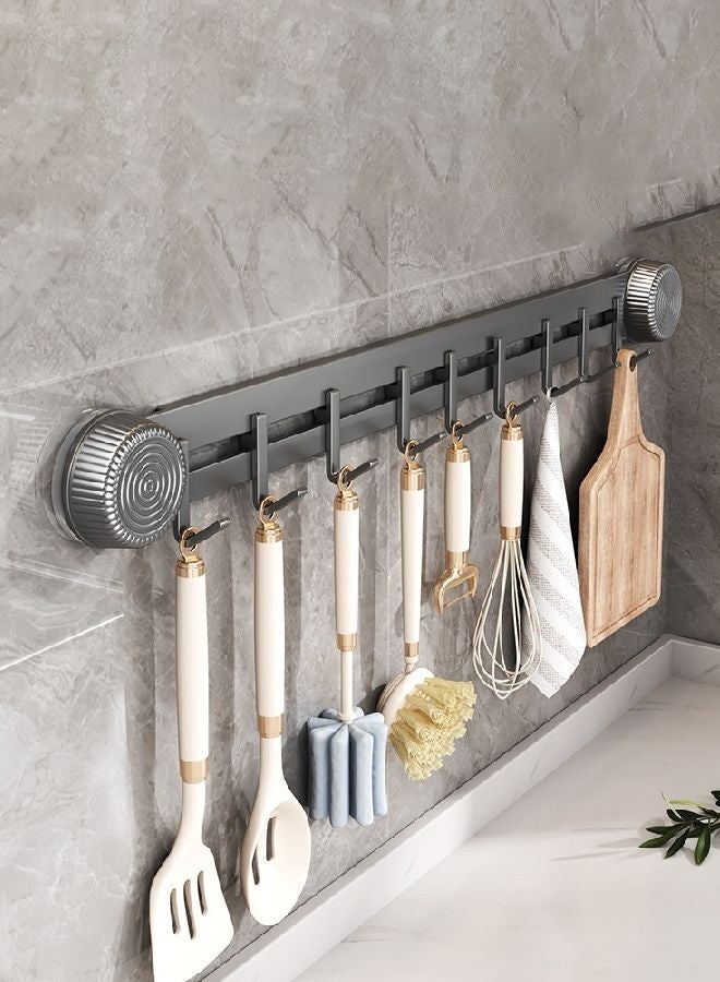 Over the Door Hook Rack with 9 Hooks, Versatile Suction Cup Door Hanger for Coats, Towels, Bags, Keys, Ideal for Bathroom, Kitchen， Bedroom, Behind Back of Door Grey - Image 4